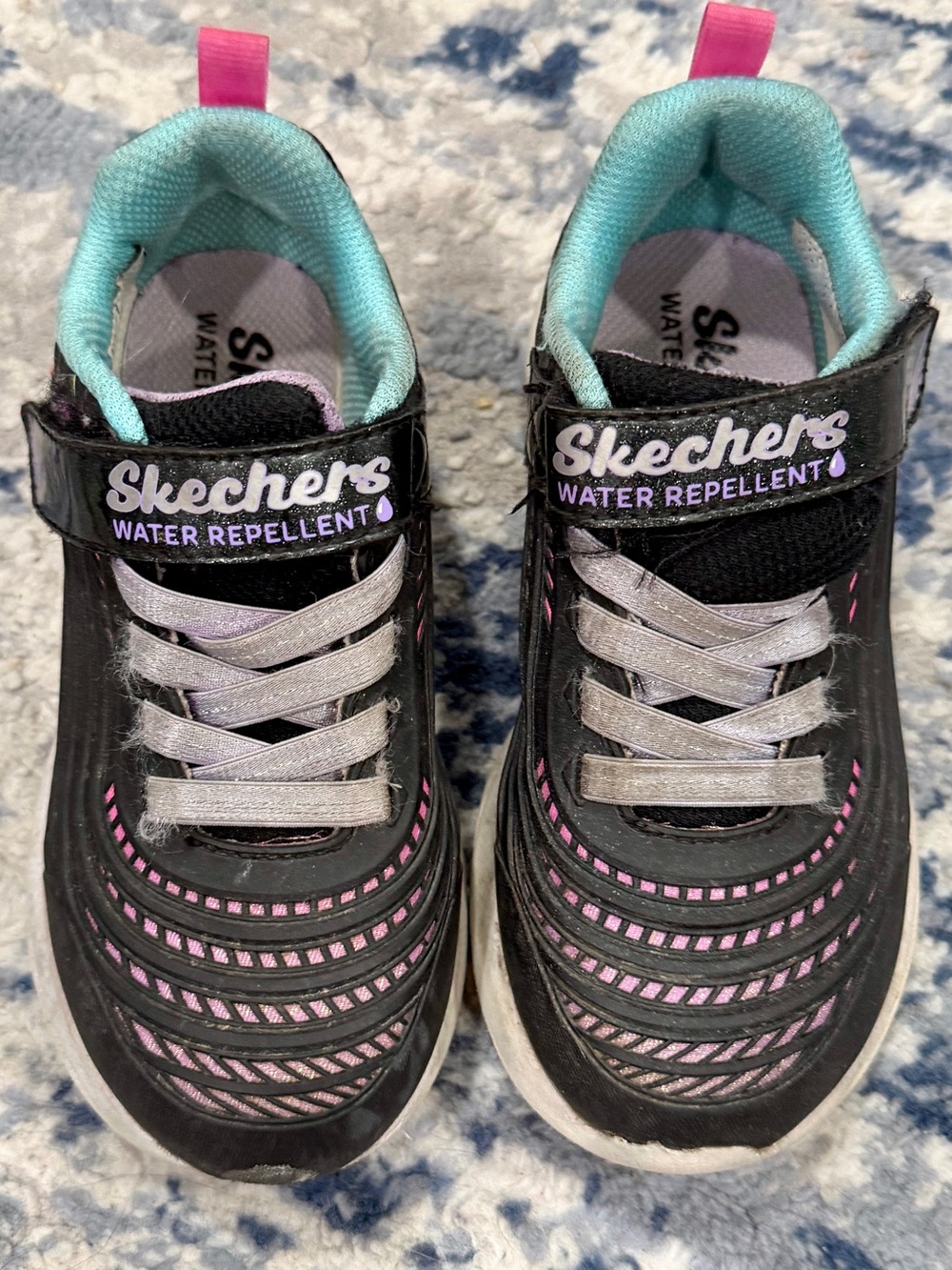 Skechers Kids Black, Pink & Mint Slip-On Sneakers